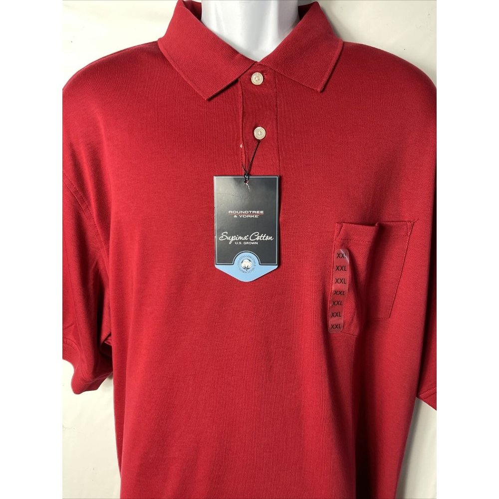 New Roundtree & Yorke Silky Collection Men's Red Short Slv Polo Shirt XXL- 2XB - Picture 5 of 7